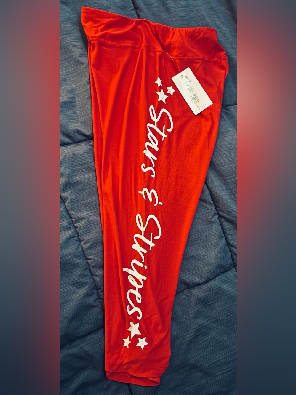 NWT Women’s leggings size large stretch Stars & Stripes